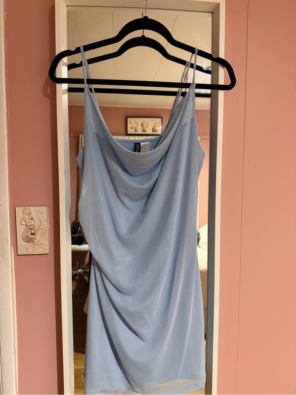 H&M Light Blue Cowl Neck Slip Dress